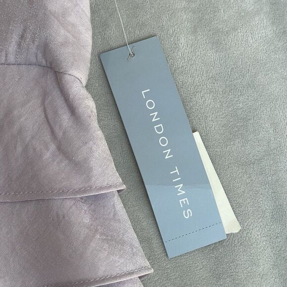 London Times Dress Womens 10 Purple Lilac Shimmer Ruffles Cocktail 90's NWT - Picture 6 of 14